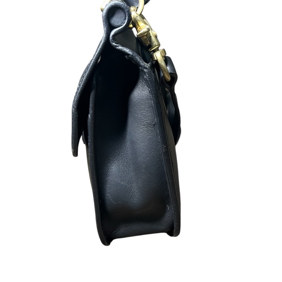 Black Leather Satchel with Gold Accents - Picture 3 of 8